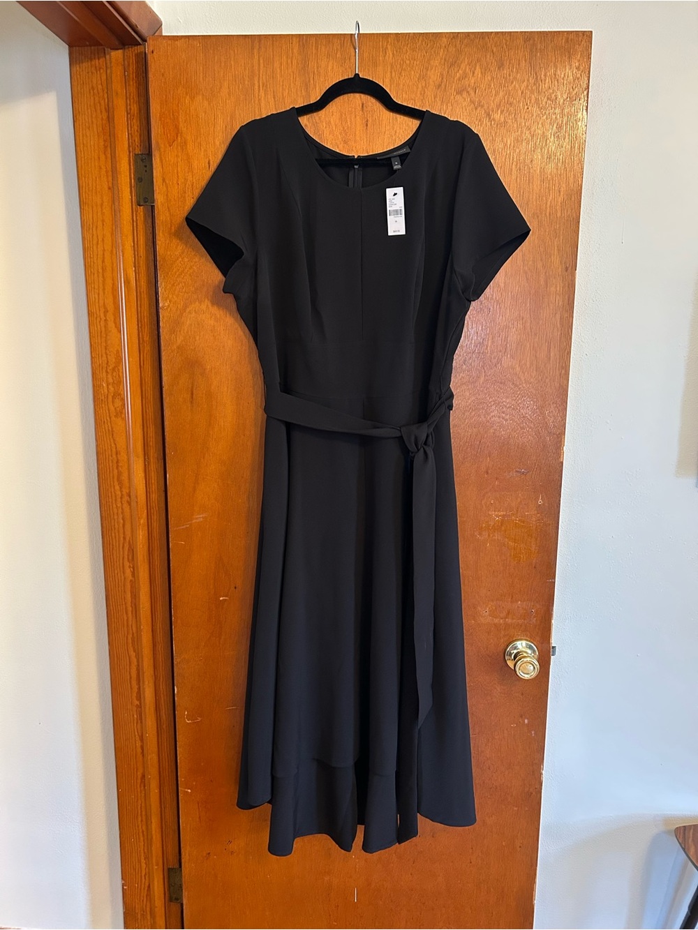 Lane Bryant Black Short-Sleeve Belted High Low Dress